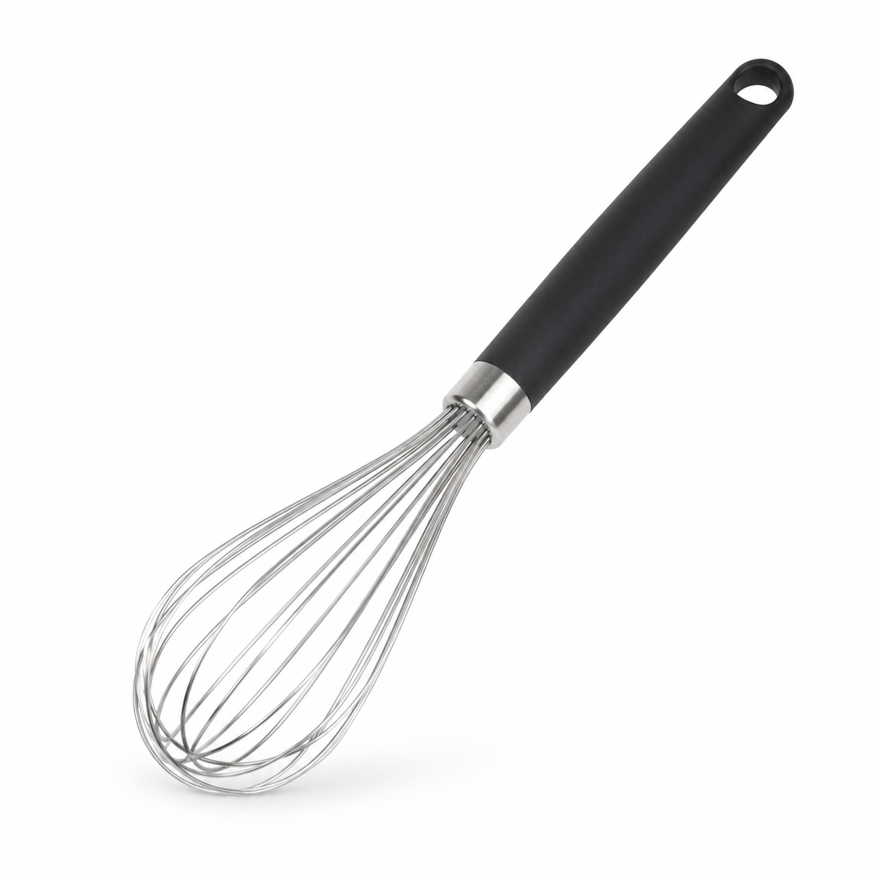 Edelstahl-Schneebesen Schwarz mit Silikongriff 30 cm