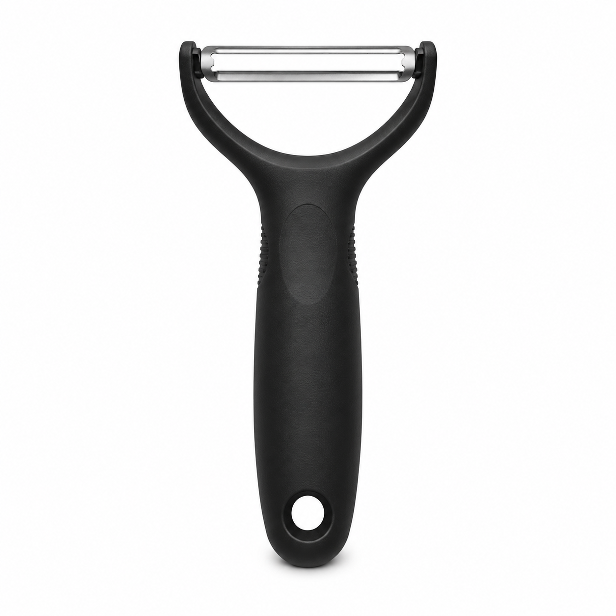 Y-Schäler Edelstahl Schwarz mit rutschfestem Griff 16 cm
