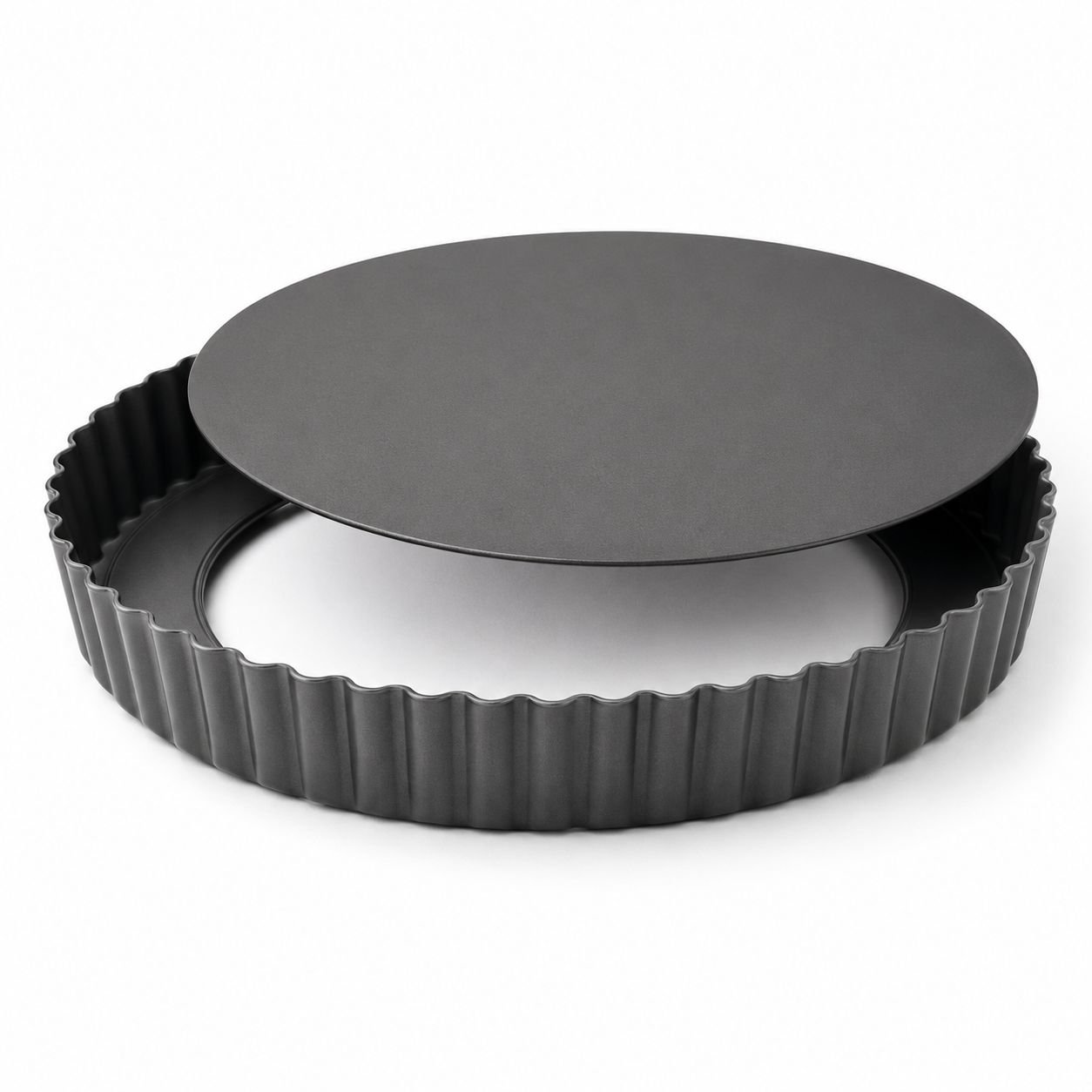 Runde Kuchenform Carbonstahl Anthrazit mit Hebeboden 26 cm