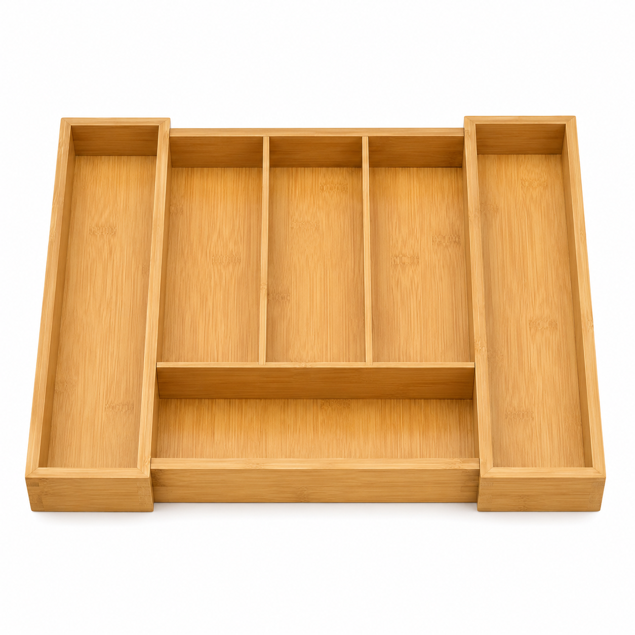Ausziehbarer Besteckkasten Bambus Natur 33-50x43 cm
