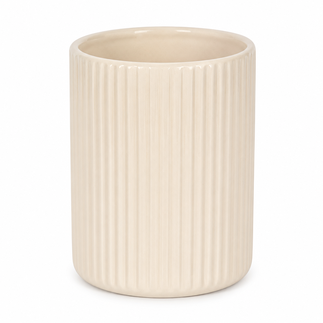 Utensilienhalter Keramik Creme mit Rillenstruktur 16x12 cm