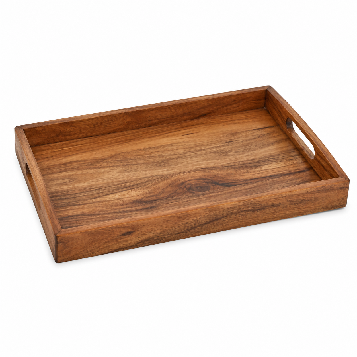 Serviertablett Akazie Natur mit Griffen 44x30 cm