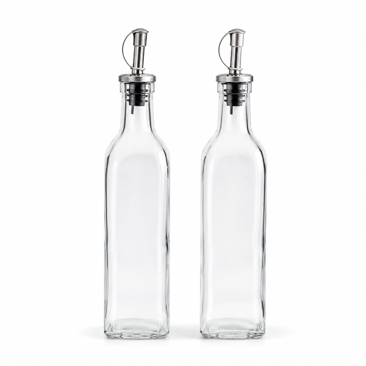 Öl- und Essigspender Glas mit Edelstahl-Ausgießern 2-teilig 300 ml